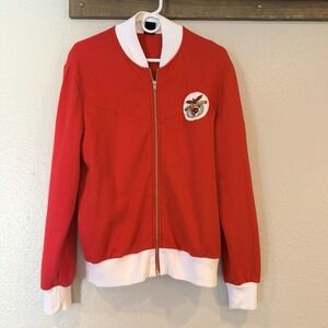 SL Benfica Full Zip Track Jacket Mens Medium Red Portugal Soccer S.L.B VTG VIBE